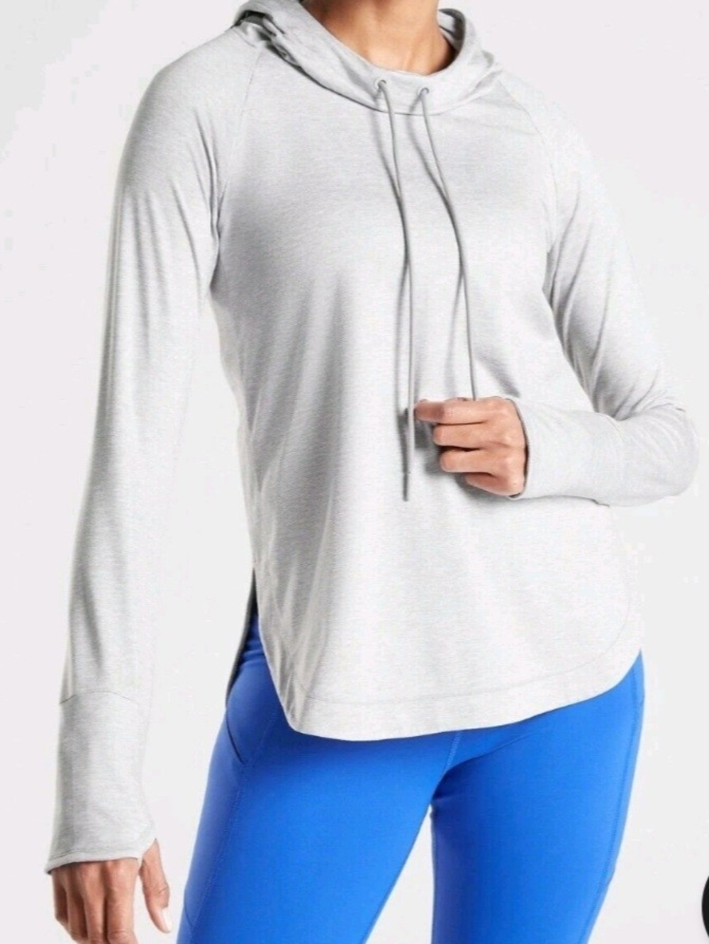Athleta Light Gray Hooded Long-Sleeve Pullover